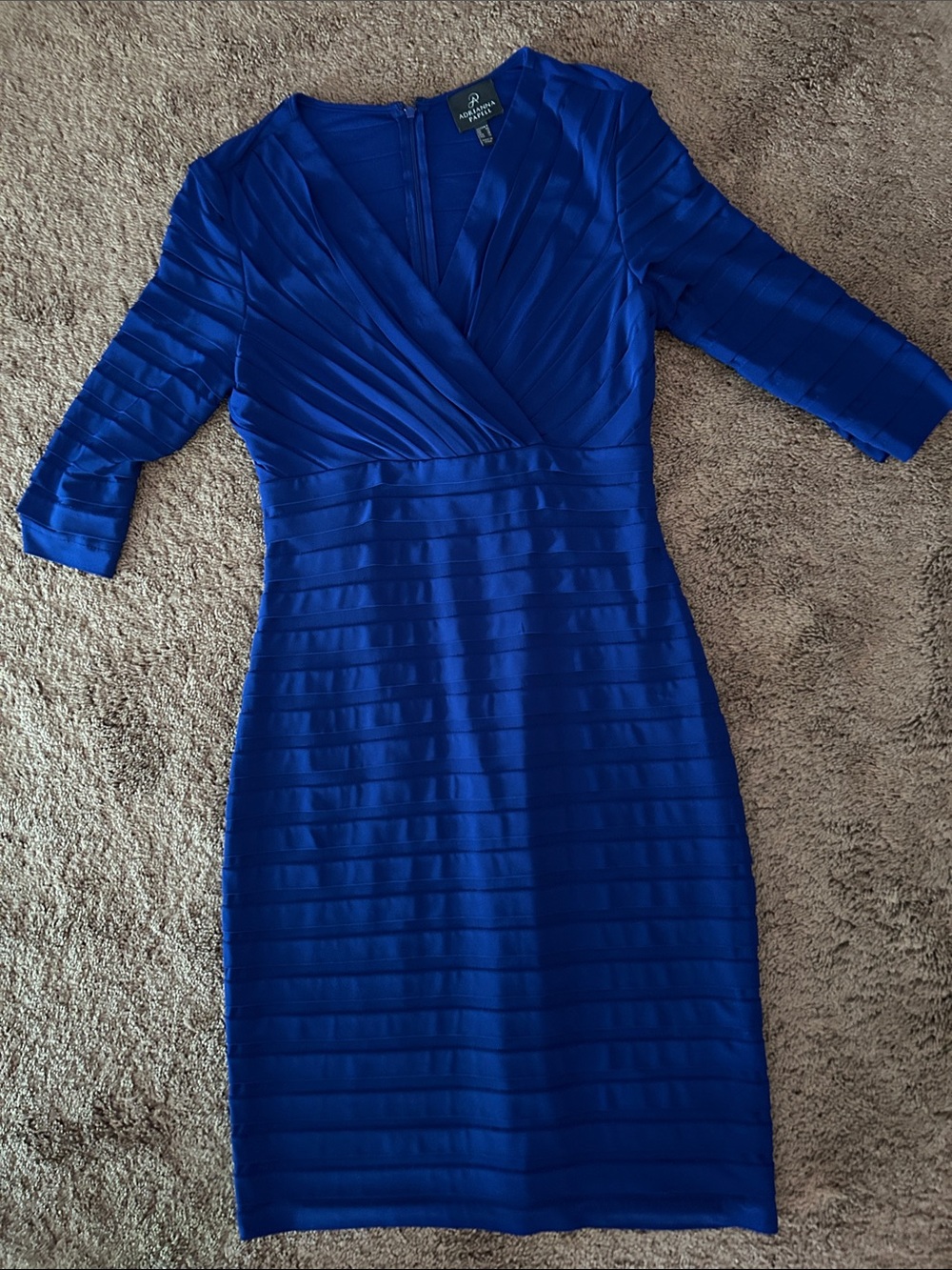 Adrianna Papell Cobalt Blue Surplice Midi Dress